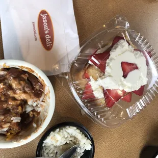 Red beans and rice with cheese and sour cream! Delicious!