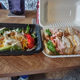 Chicken club salad and Deli club