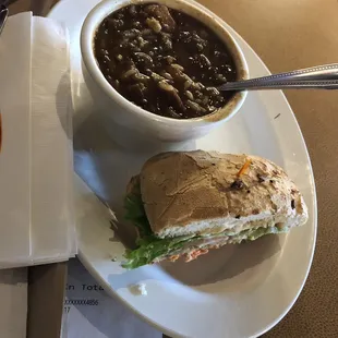 Seafood Gumbo &amp; salmon sandwich