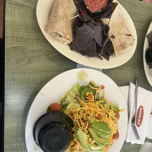 Ranchero Wrap and Chicken Club Salad