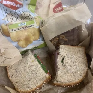 a sandwich and chips