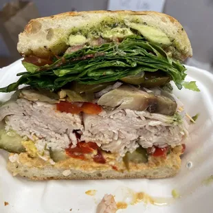Inside of my roasted turkey sandwich on focaccia. ($11.50).