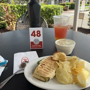 Cup Chicken Pot Pie &amp; half sandwich