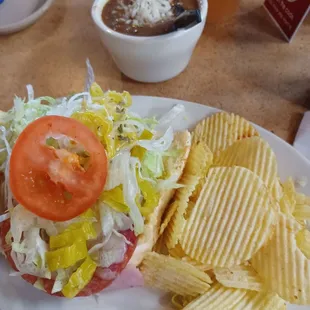 Manager special - half Italian Cruz sub with potato chips &amp; cup of seafood gumbo.