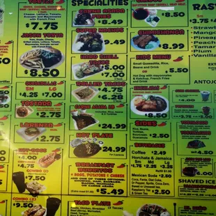 sushi and sashimi, menu