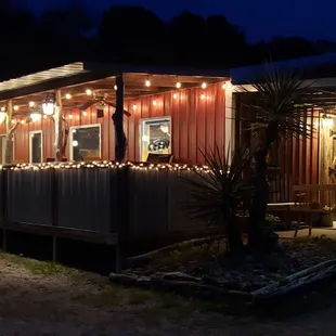 Jasper&apos;s cafe at night.