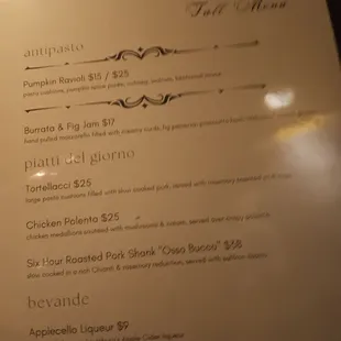 The Fall Menu