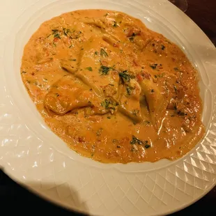 Lobster Ravioli was my favorite! Would get this again and again! Also, this is the appetizer portion. Was perfect with a side salad.