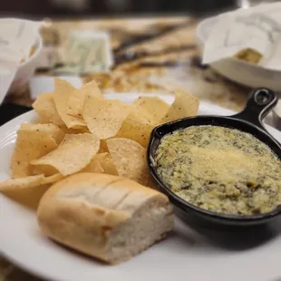 a plate of chips and dip