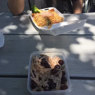 I forgot a fork &amp; Rice Bowl didn&apos;t give her one either so here we are, at the park, eating w/our fingers! ;) Makes it fun, I guess!! Haha.