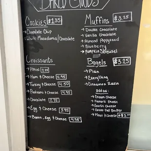 a menu on a blackboard