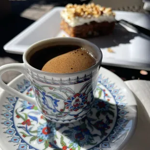 Turkish Coffee and carrot cake