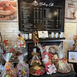 a display of food items