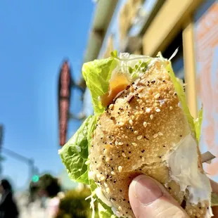 Veggie Bagel + salmon