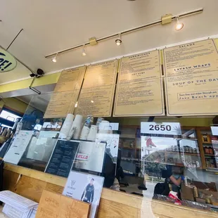 Inside look at the area where &quot;action&quot; happens in full view; manus hung above the counter.