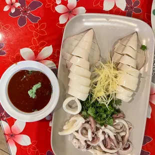 a platter of food on a table