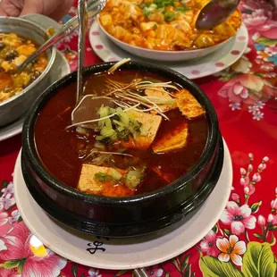 Mala duck blood stinky tofu