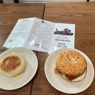 two plates of food on a table