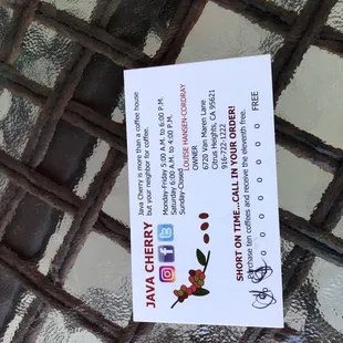 Frequent coffee card!