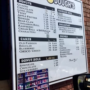 Drive thru menu!