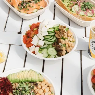 a variety of food on a table