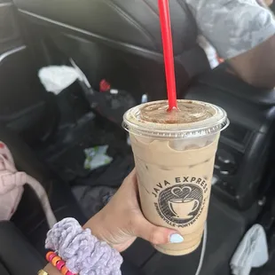 Iced chai latte with oatmilk