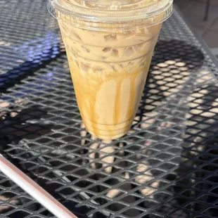 a cold beverage on a table