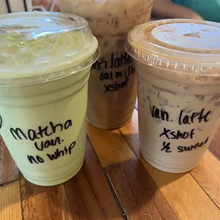Matcha, vanilla latte