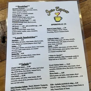 Menu side #1