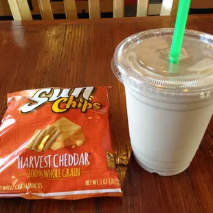 Sun chips and a 12 oz. chocolate milkshake ($3.75)