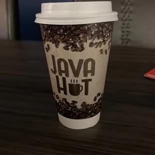 Large coffee with lavender, vanilla, and cream