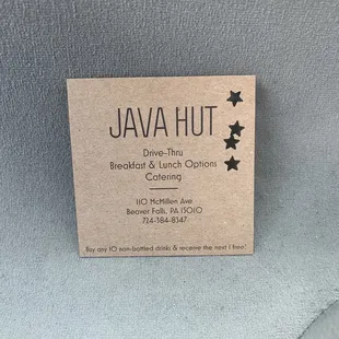 Their punch card for purchases