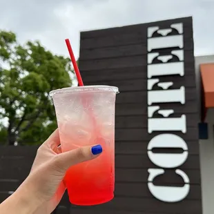 Our Strawberry Lemonade Refresher is perfect for that hot sunny day