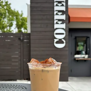 Our delicious Iced Vanilla Chai with oat milk!