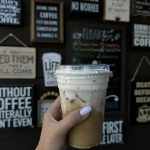 Our season drink- Autumn Bliss  
Caramel, White Chocolate, Brown Sugar Cinnamon, Pumpkin Spice topped off with a creamy caramel Cold Foam