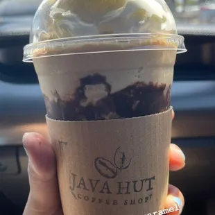 Sf chocolate caramel frappe with sf dark chocolate drizzle