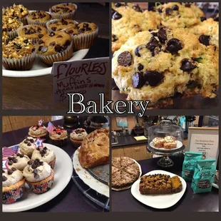 a variety of baked goods displayed
