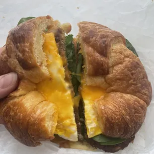 Croissant breakfast sandwich