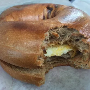 Another French toast bagel sandwich.