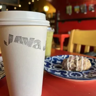 A nice chai latte and a raspberry scone