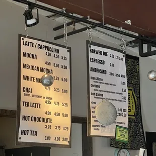 menu and prices