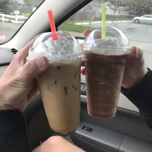 Iced white mocha on the left and blended mocha on the right! white mocha was very good! Not so much the Sam Edith the mocha! cheap though!