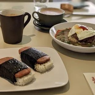 Spam Musubi and Loco Moco Plate