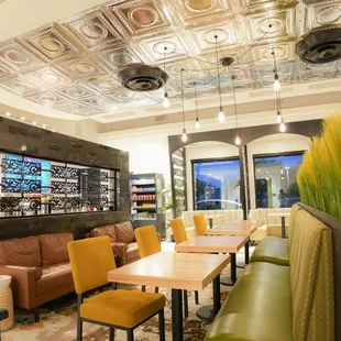 the interior of a modern restaurant