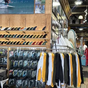 a surf shop with surfboards on display