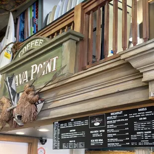 the menu of a surf shop