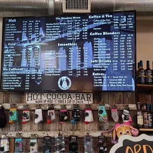 the menu for the hot cocoa bar