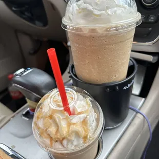 A little road trip coffee- I got sea salt caramel and my hubs got vanillacinno malt. Yum!
