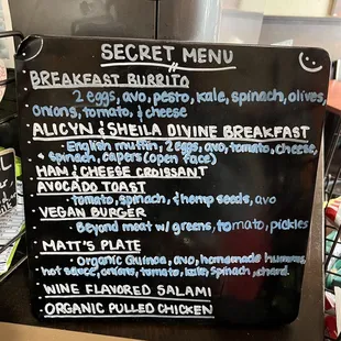 The not so "secret menu" to the right of the counter