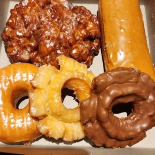 a variety of donuts in a box